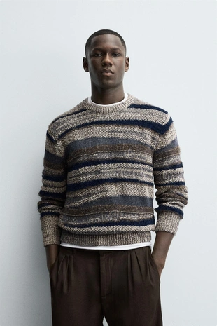 Жаккардовый свитер в полоску- Заказать в России