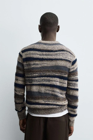 Жаккардовый свитер в полоску- Заказать в России