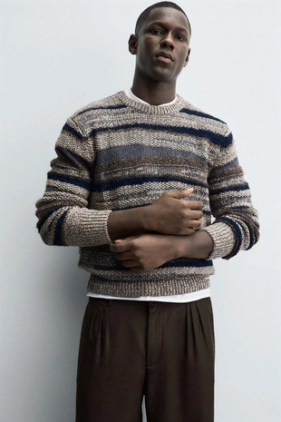 Жаккардовый свитер в полоску- Заказать в России