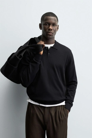 Купить Zara Трикотажное поло из 100% шерсти