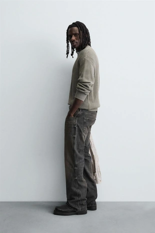 Свитер в рубчик с эффектом потертости- Заказать в России