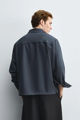 Charcoal grey | 7484/639/818 - Zara Рубашка-поло из струящейся ткани