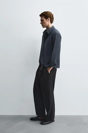 Рубашка-поло из струящейся ткани- Заказать в России