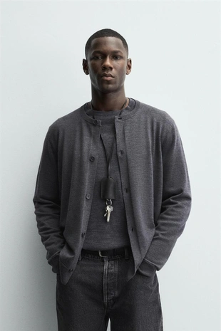 Кардиган классического кроя с шерстью- Заказать в России