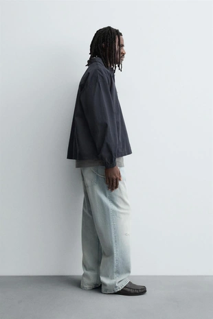 Джинсовая рубашка-поло на молнии- Заказать в России