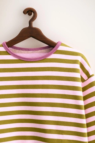 Olive green | 1037/552/515 - Zara ZARA TIMELESS - полосатая толстовка