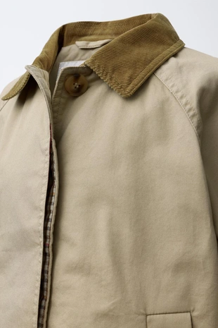 Тренч с вельветовым воротником- Заказать в России