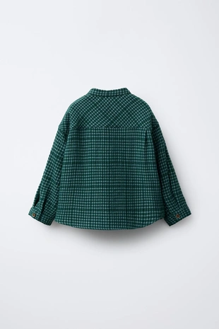 Купить Zara Рубашка в клетку с воротником-стойкой