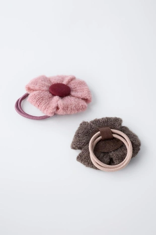 Brown | 5213/703/700 - Zara Трикотажные резинки для волос «цветок»