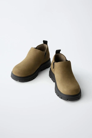 Khaki Green | 7110/630/032 - Zara Кожаные полуботинки