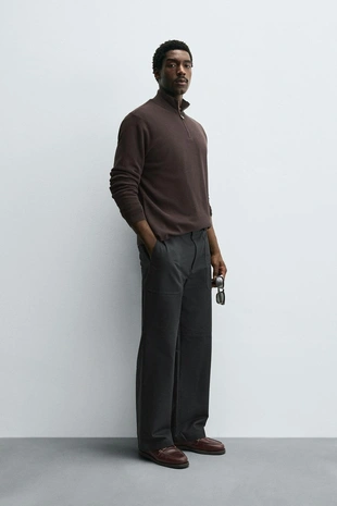 Джемпер жемчужной вязки с молнией- Заказать в России