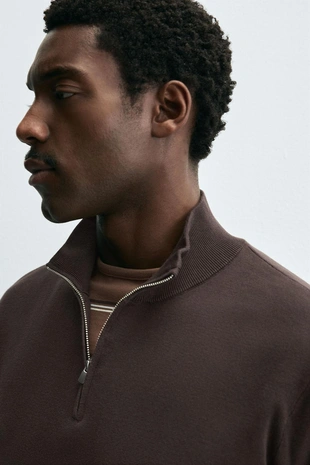 Джемпер жемчужной вязки с молнией- Заказать в России