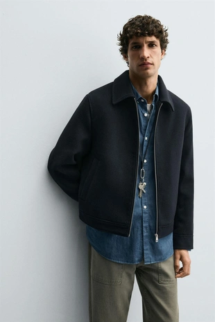 Куртка из ткани с застежкой-молнией- Заказать в России