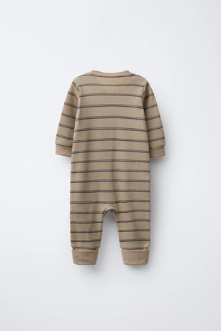 camel | 8501/383/707 - Zara TWO-PACK OF FLORAL AND STRIPED FULL SLEEPSUITS WITH CONVERTIBLE FEET