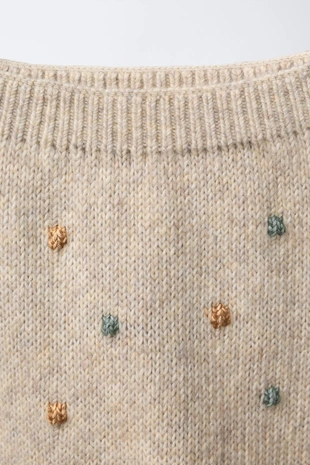 Light beige | 2582/420/052 - Zara Трикотажные брюки с шариками