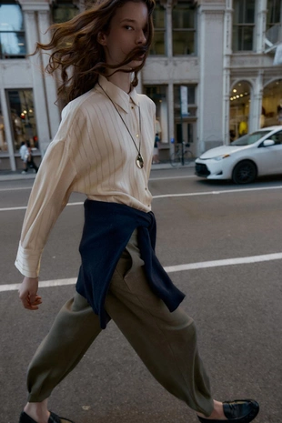 Ecru | 9001/970/712 - Zara Рубашка OVERSIZE в полоску