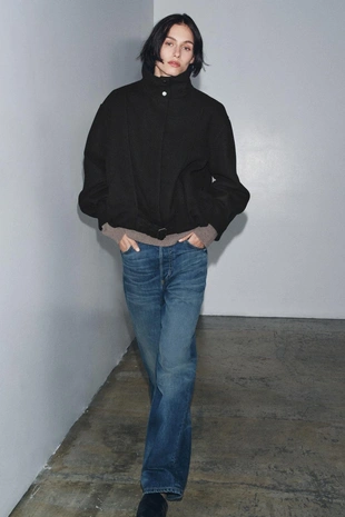 Минималистичная куртка-бомбер с шерстью — ZW COLLECTION- Заказать в России