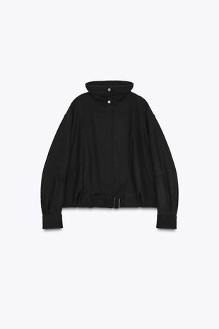 Минималистичная куртка-бомбер с шерстью — ZW COLLECTION- Заказать в России