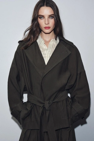 Свободная куртка с поясом — ZW COLLECTION- Заказать в России