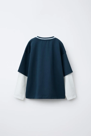 Купить Zara Толстовка с двойными рукавами и принтом