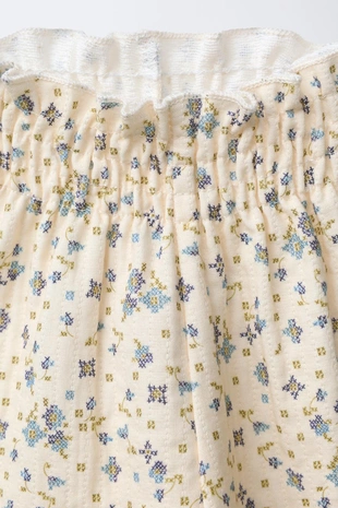 Ecru | 5767/562/712 - Zara Брюки с цветочным текстурным рисунком