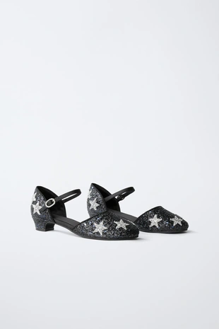 Туфли на каблуке с блестками и звездами- Заказать в России