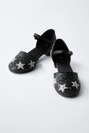 Туфли на каблуке с блестками и звездами- Заказать в России