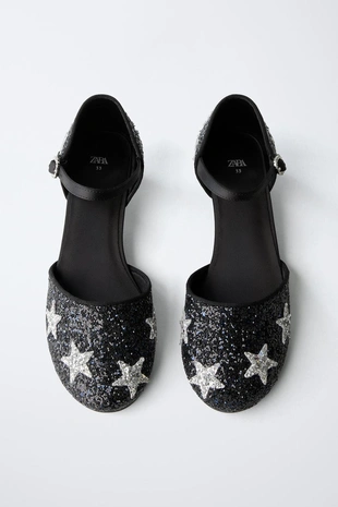 Туфли на каблуке с блестками и звездами- Заказать в России