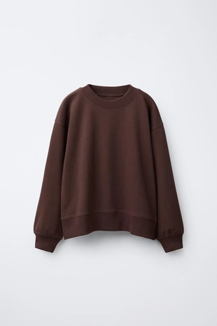 Купить Zara Комплект из толстовки и брюк WIDE LEG из флиса, однотонный