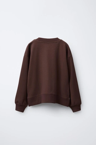 Brown | 3402/710/700 - Zara Комплект из толстовки и брюк WIDE LEG из флиса, однотонный