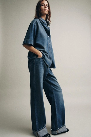 Джинсовая рубашка с короткими рукавами — ZW COLLECTION- Заказать в России