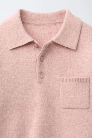 Pale pink | 2756/705/622 - Zara Трикотажный джемпер поло