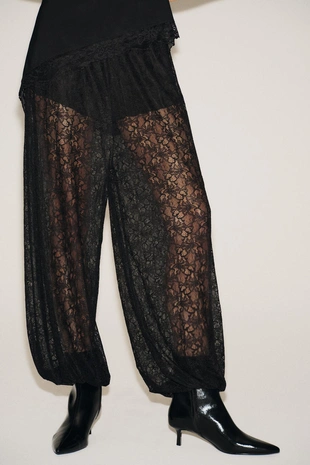 Брюки BALLOON с кружевом- Заказать в России