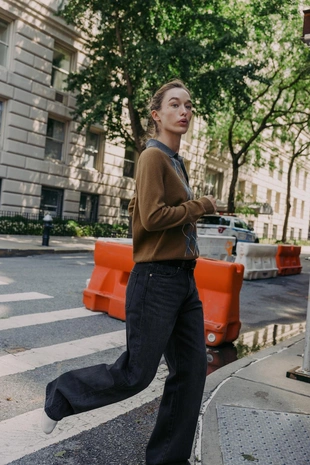 Трикотажный свитер поло с узором «ромбы»- Заказать в России