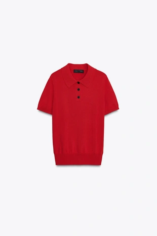 Трикотажный топ-поло с короткими рукавами