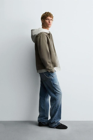 Джинсовая куртка-рубашка на молнии- Заказать в России