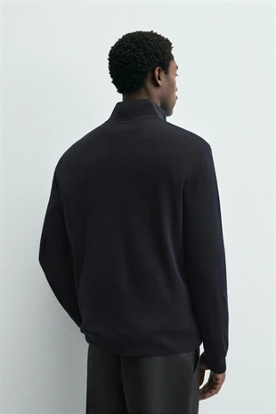 Navy blue | 6674/319/401 - Zara Джемпер жемчужной вязки с молнией