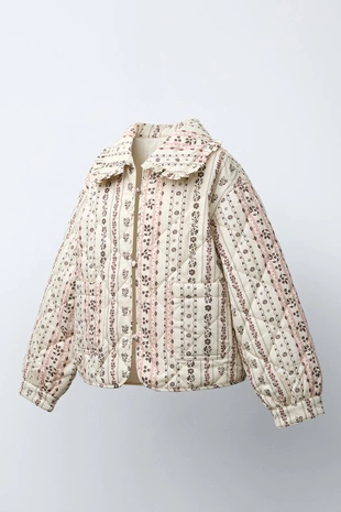 Купить Zara Стеганая куртка с принтом