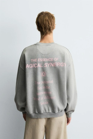 Light grey | 9144/307/811 - Zara Толстовка с комбинированным принтом