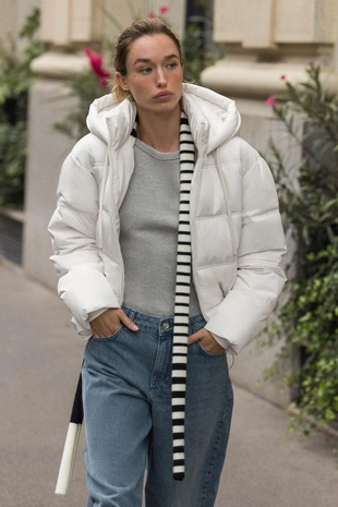 Ecru | 3046/223/712 - Zara Короткий анорак с капюшоном WATER AND WIND PROTECTION