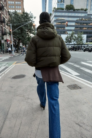 Khaki | 3046/223/505 - Zara Короткий анорак с капюшоном WATER AND WIND PROTECTION