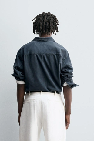 Petrol blue | 6987/325/409 - Zara Цветная джинсовая рубашка