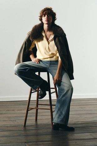 Blue | 8727/245/400 - Zara Джинсы TRF BAGGY BALLOON со средней посадкой