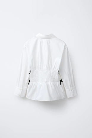 Купить Zara Рубашка с эластичной отделкой и контрастными бантами