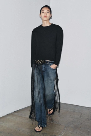 Кожаный ремень-корсет с заклепками и бахромой- Заказать в России