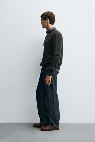 Джемпер рельефной вязки в рубчик- Заказать в России