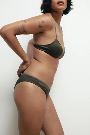 Dark khaki | 2678/616/507 - Zara Трусы текстурные с шелком