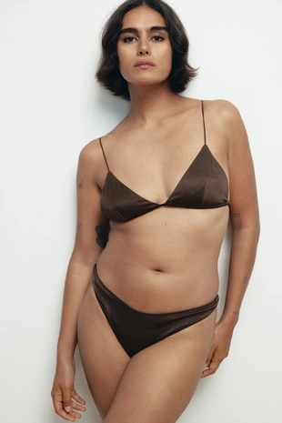 Brown | 2678/614/700 - Zara Трусы-танга с шелковой текстурой