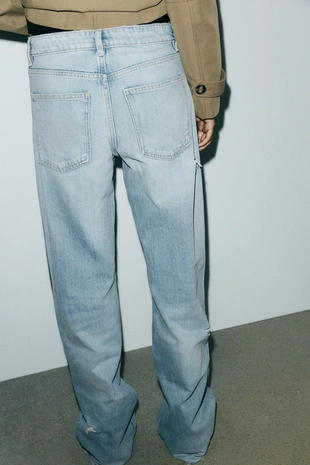 Джинсы TRF WIDE LEG с разрезами и средней посадкой- Заказать в России