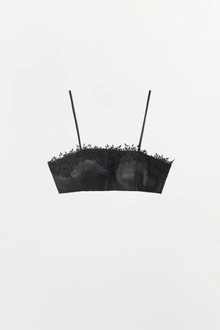 Кожаный бралетт с кружевом- Заказать в России
